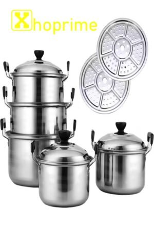 Juego de 10 piezas (5 ollas + 5 tapas)